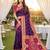 Purple soft  saree with zari weawing meenakari rich pallu and unique ikkat border