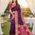 Purple soft  saree with zari weawing meenakari rich pallu and unique ikkat border