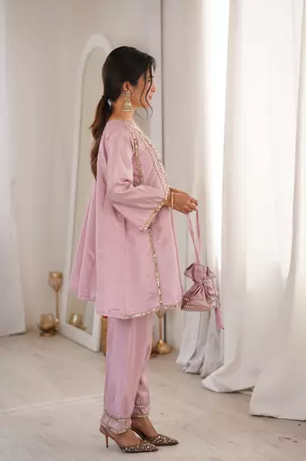 Mirror work kurti pant set with batwa for women premium ho fabric festive & ethnic wea
