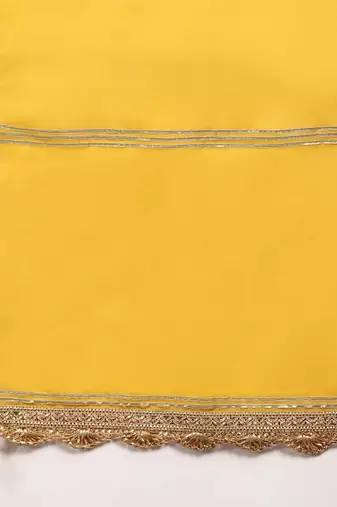 Yellow mulmul swarn mohini anarkali set