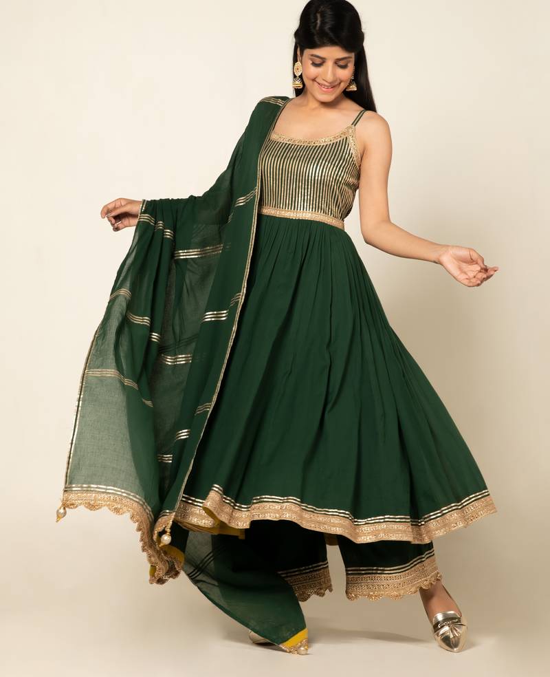 Panna mulmul panna mohini anarkali set