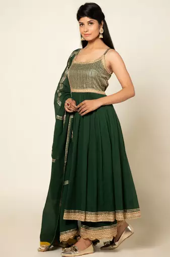 Panna mulmul panna mohini anarkali set