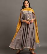 Grey mulmul grey shama kurta pants set