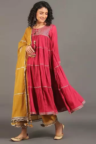 Rose pink mulmul gulabi shama kurta pants set