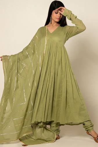 Pista mulmul harit taani anarkali suit