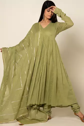 Pista mulmul harit taani anarkali suit