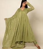 Pista mulmul harit taani anarkali suit