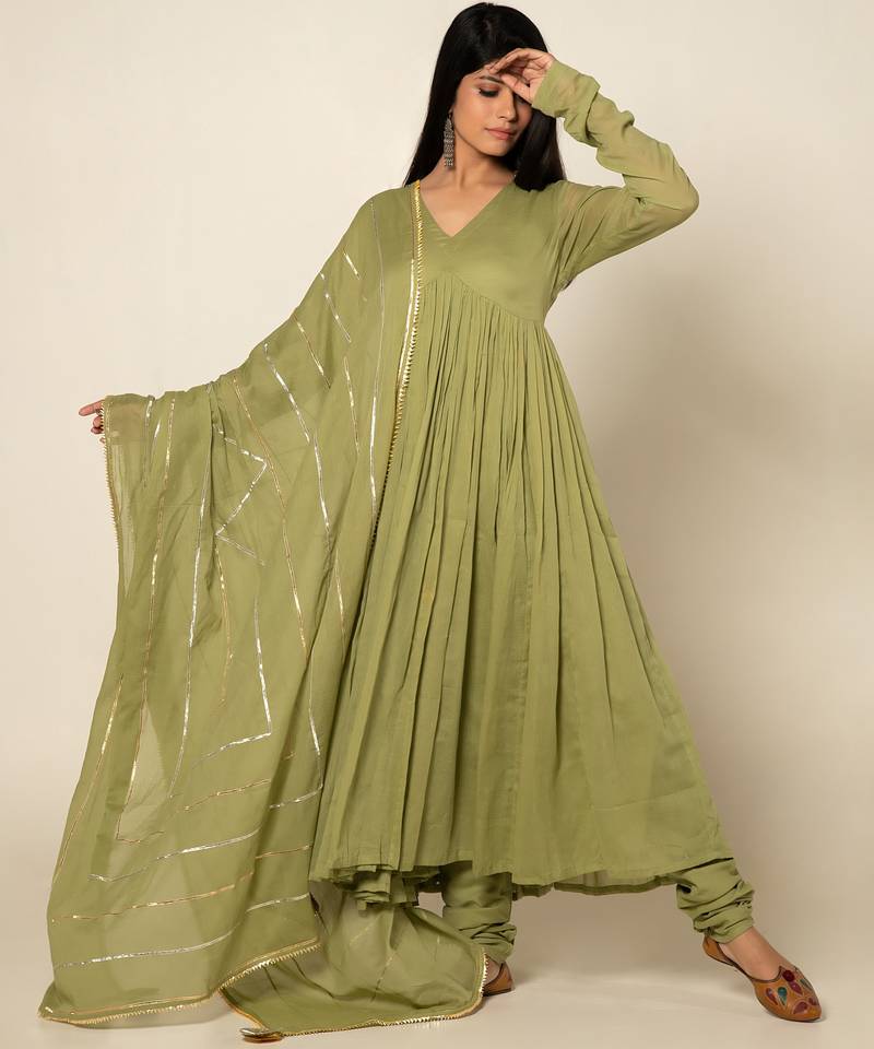 Pista mulmul harit taani anarkali suit