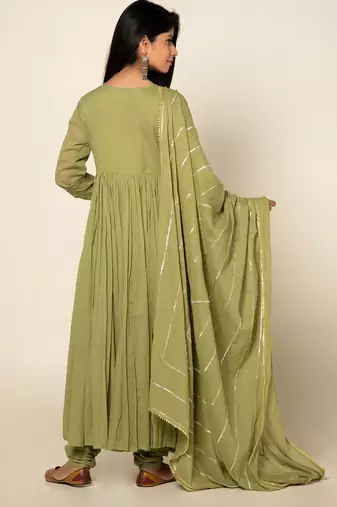 Pista mulmul harit taani anarkali suit
