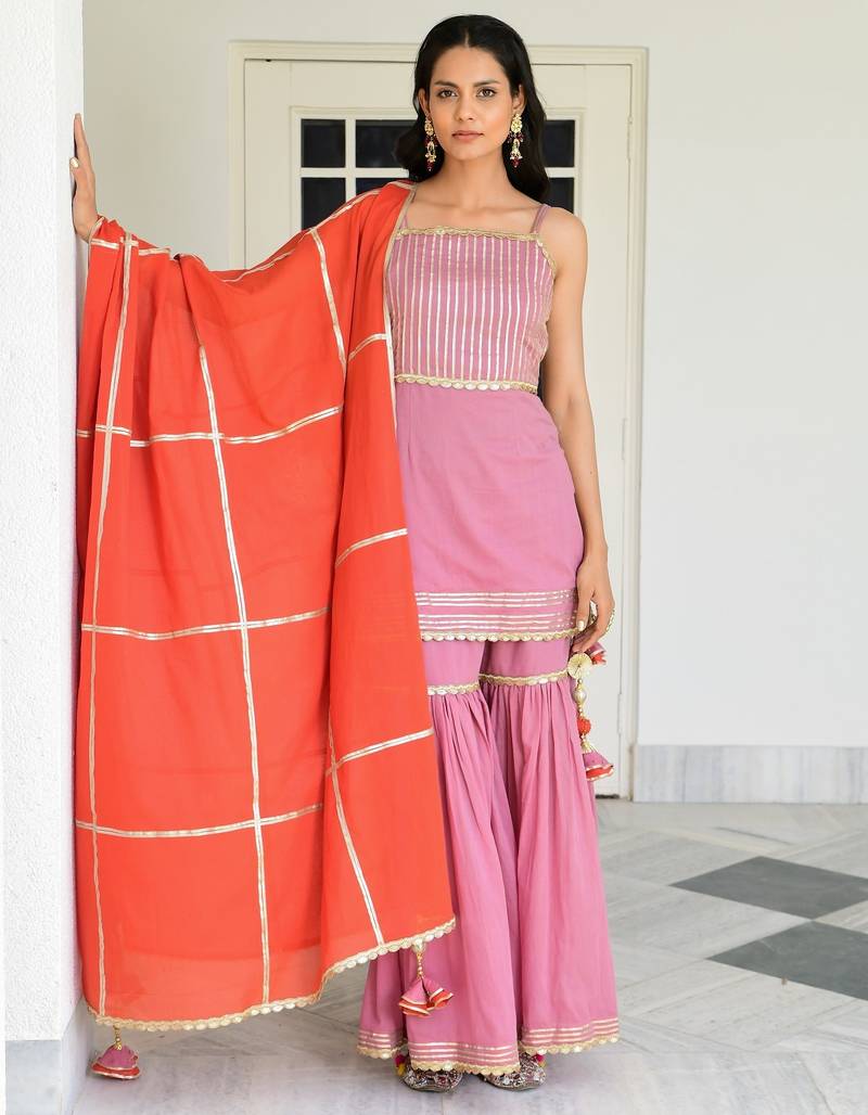 Purple mulmul kamal sohini sharara set