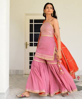 Purple mulmul kamal sohini sharara set 2