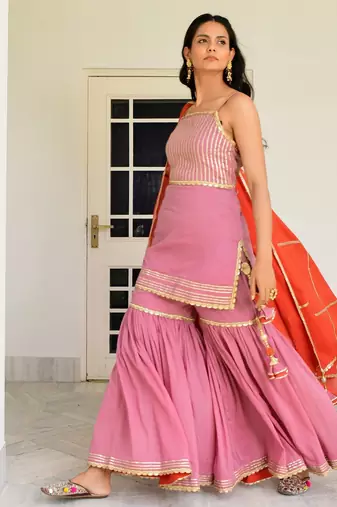 Purple mulmul kamal sohini sharara set