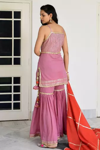 Purple mulmul kamal sohini sharara set