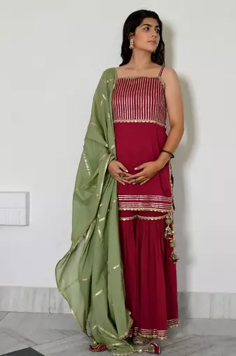 Rose pink mulmul gulab sohini sharara set