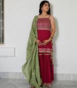 Rose pink mulmul gulab sohini sharara set