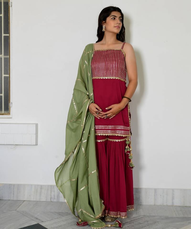 Rose pink mulmul gulab sohini sharara set