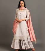 Powder blue mulmul powder blue mehar kurta sharara set