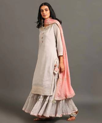 Powder blue mulmul powder blue mehar kurta sharara set 3