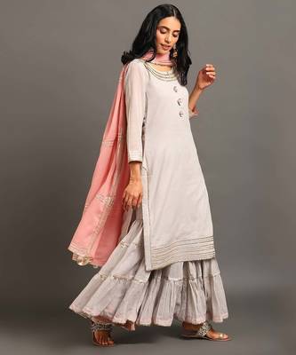 Powder blue mulmul powder blue mehar kurta sharara set 4