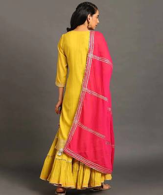 Lime green mulmul yellow mehar kurta sharara set 2