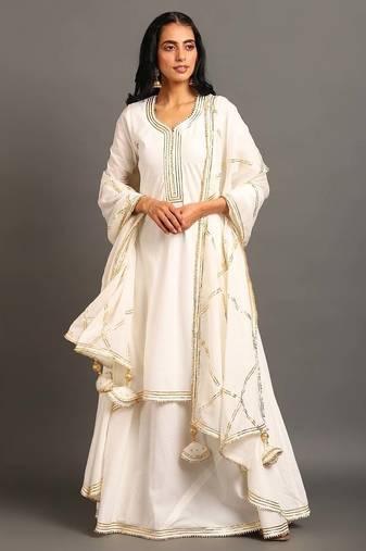 White cotton white saira double layered dress