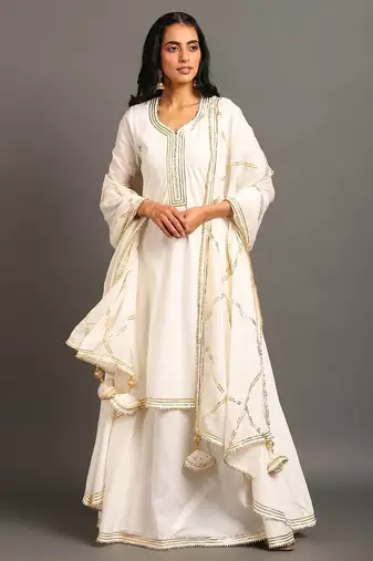 White cotton white saira double layered dress