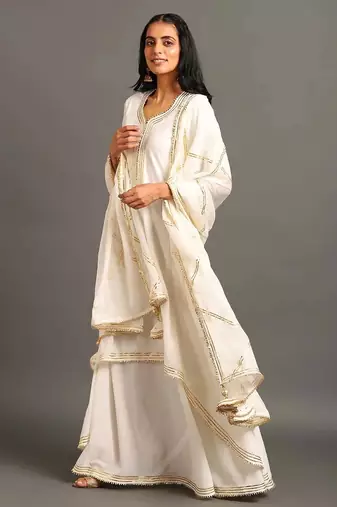 White cotton white saira double layered dress