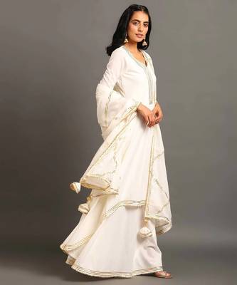 White cotton white saira double layered dress 4