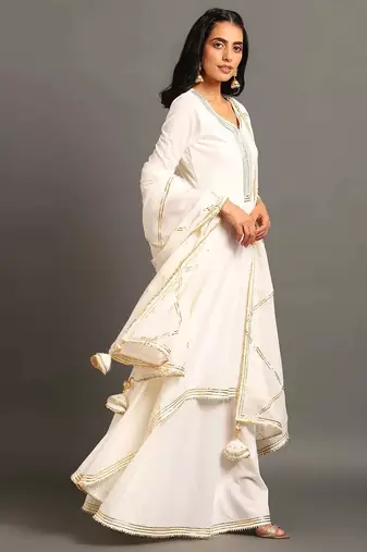 White cotton white saira double layered dress