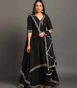 Black cotton black saira double layered dress