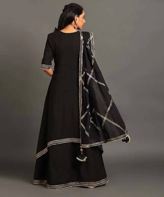 Black cotton black saira double layered dress 2