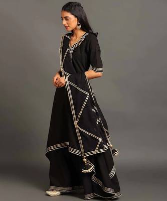 Black cotton black saira double layered dress 3