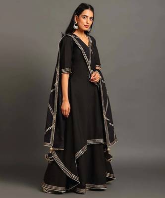 Black cotton black saira double layered dress 4