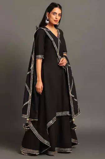 Black cotton black saira double layered dress