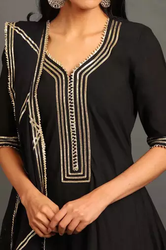 Black cotton black saira double layered dress