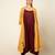 Maroon./mango yellow cotton linen maroon sufi saanjh jumpsuit with overlay