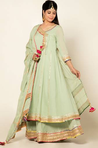 Mint mulmul mint atrangi anarkali set