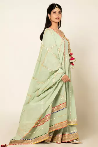 Mint mulmul mint atrangi anarkali set