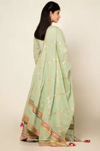 Mint mulmul mint atrangi anarkali set