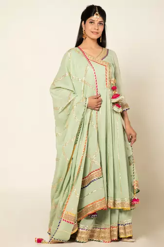 Mint mulmul mint atrangi anarkali set