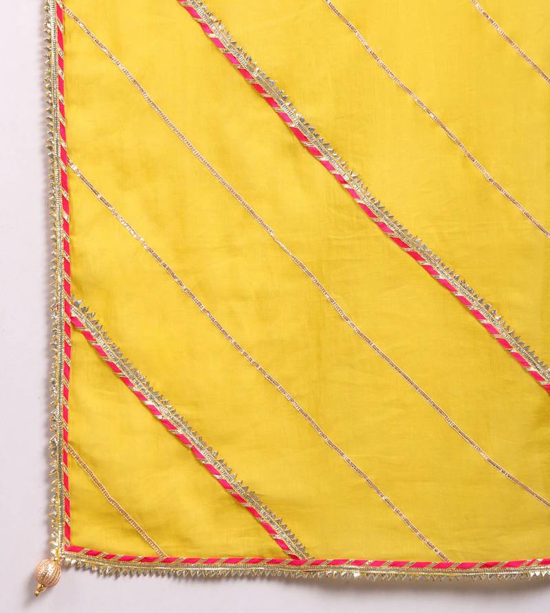 Lime green mulmul yellow jodha anarkali sharara set