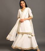 White mulmul cotton chanda sharara set