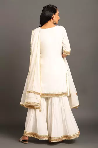 White mulmul cotton chanda sharara set