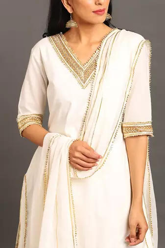 White mulmul cotton chanda sharara set