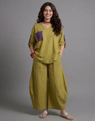 Olive cotton linen olive comfort co-ord set 1