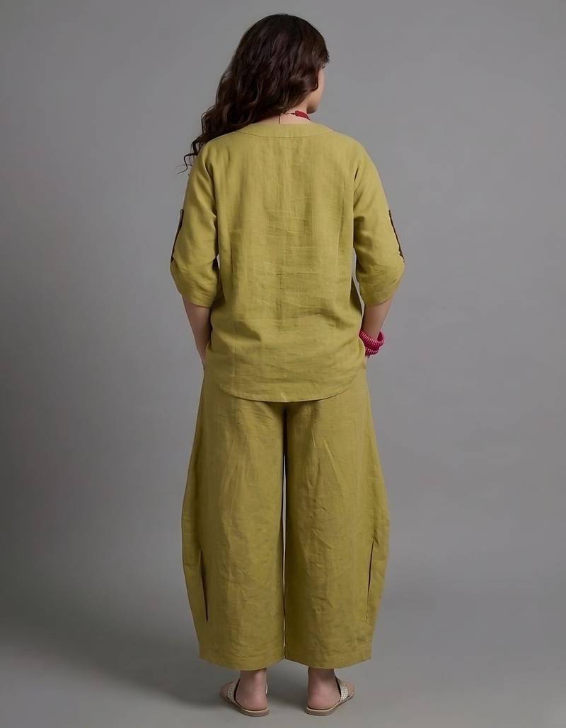 Olive cotton linen olive comfort co-ord set