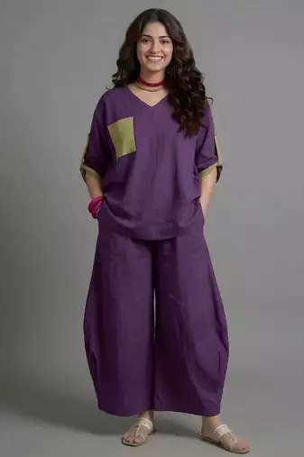 Plum cotton linen plum comfort co-ord set