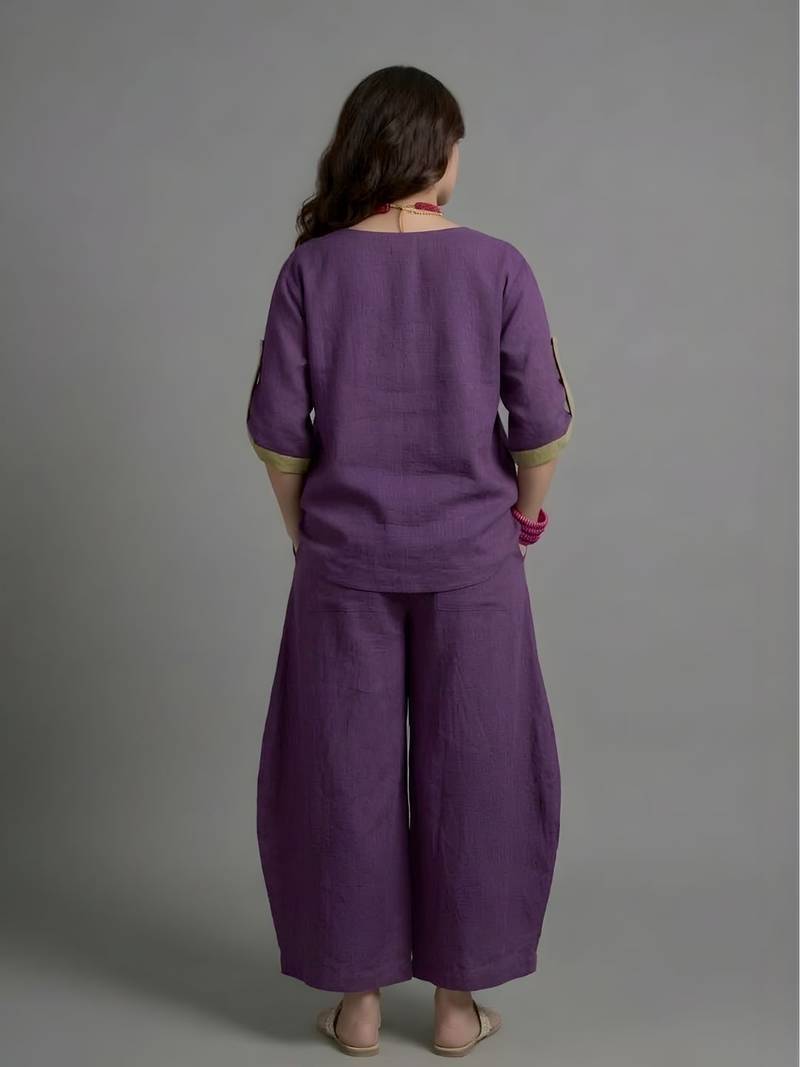Plum cotton linen plum comfort co-ord set