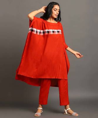 Orange cotton silk orange free spirit co-ord set 1