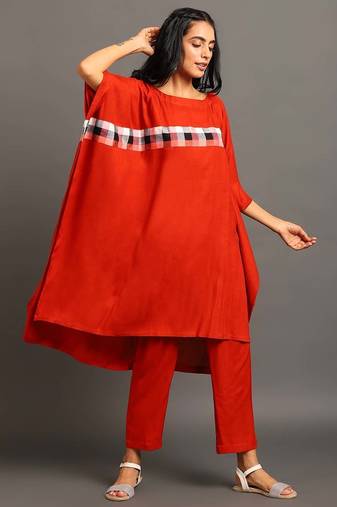 Orange cotton silk orange free spirit co-ord set